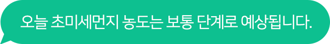 오늘 초미세먼지 농도는 보통 단계로 예상됩니다.